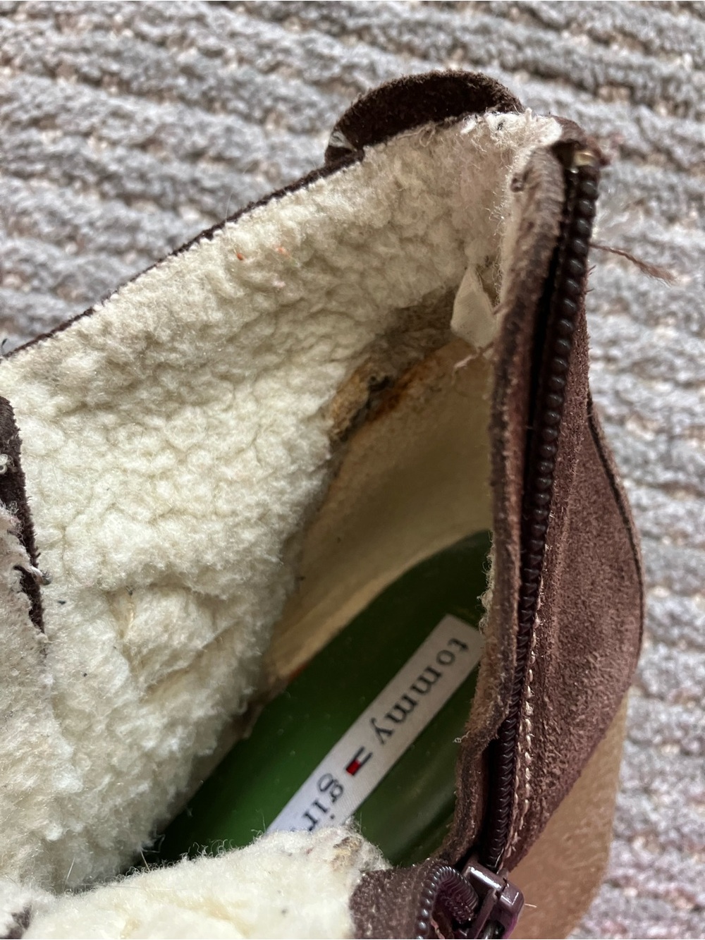 TommyGirl Brown Suede Kids Sherpa-Lined Lace Boots - Picture 3 of 7